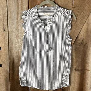 LOFT Women's Striped Blouse in Black and White Size M